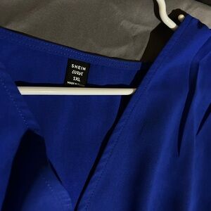 SHEIN Royal Blue V-Neck Blouse